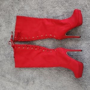 Shoe Dazzle Red Heeled Boots